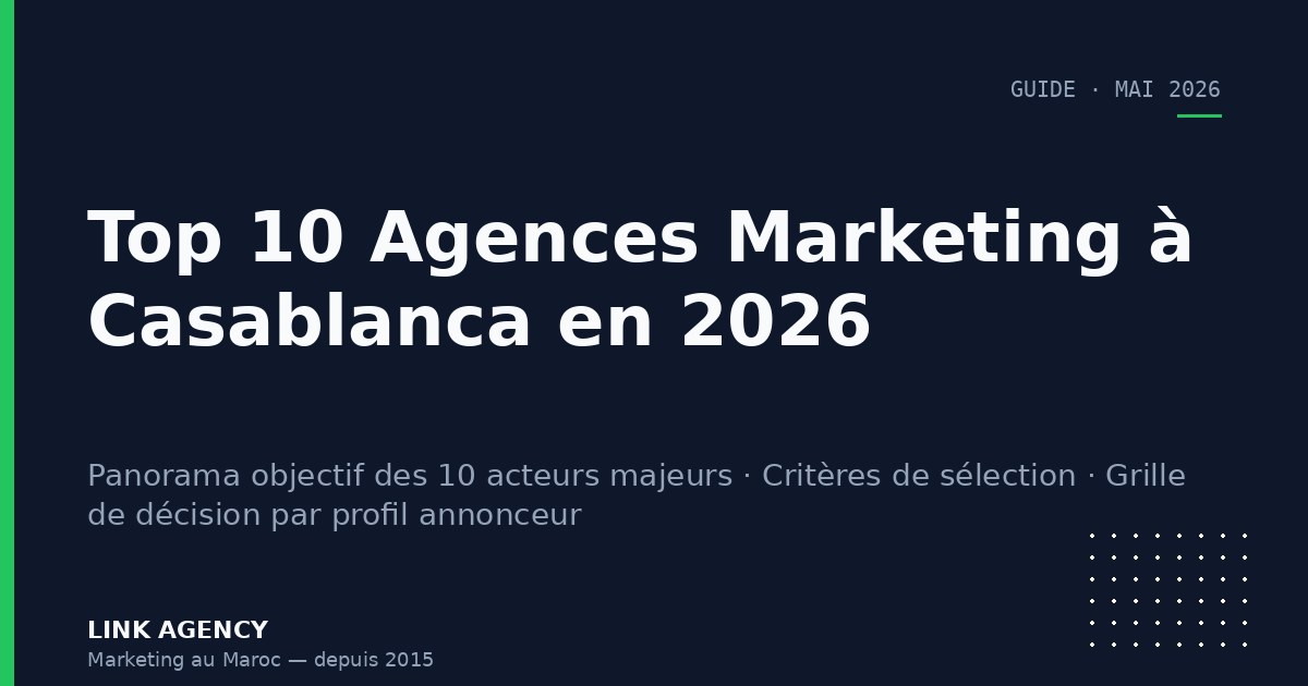 Top 10 Agences Marketing à Casablanca en 2026 : Panorama, Critères et Grille de Choix